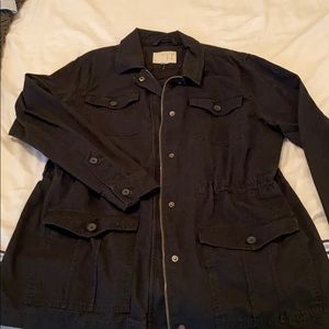 Black utility jacket with cinched waist
